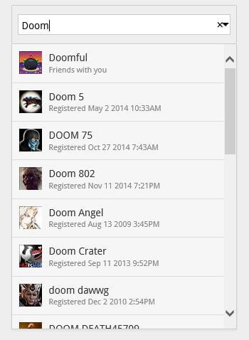 Type the name of the Gamer you want to challenge