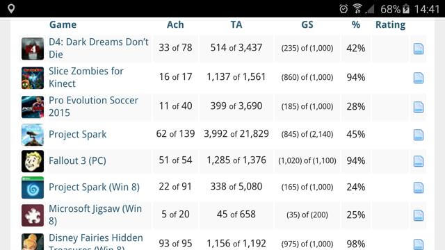 My games - landscape view