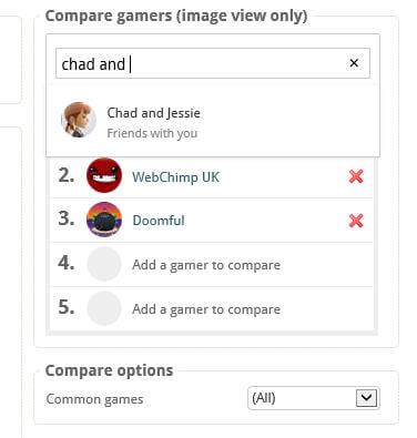 Choose gamers to compare in Image View